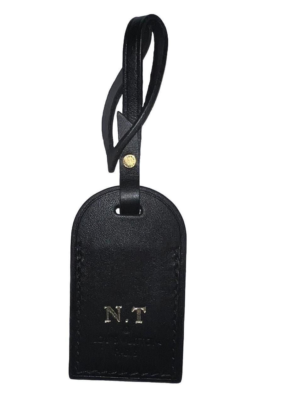 Louis Vuitton ID Name Tag NT Black Gold Calfskin Gold Stamp